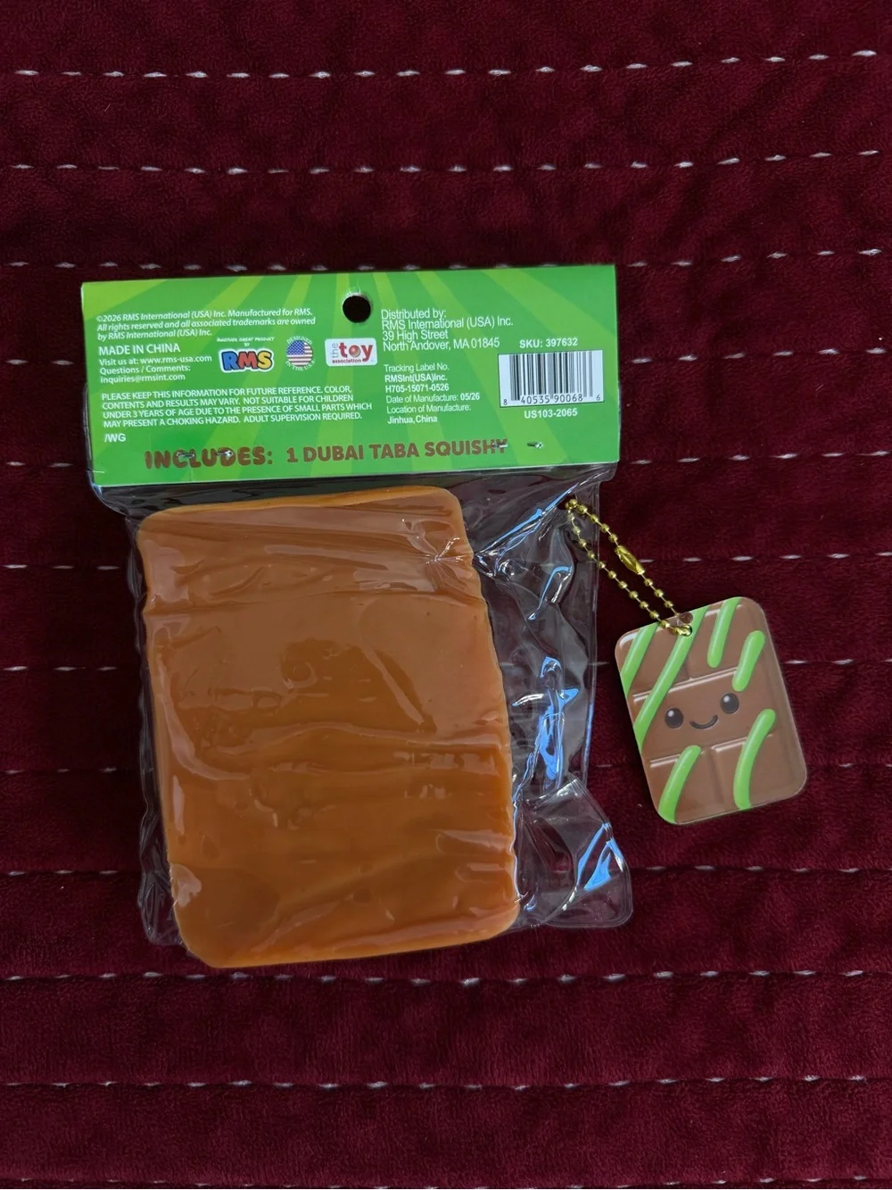 Green Dubai Chocolate Squishy Toy - Brown & Green